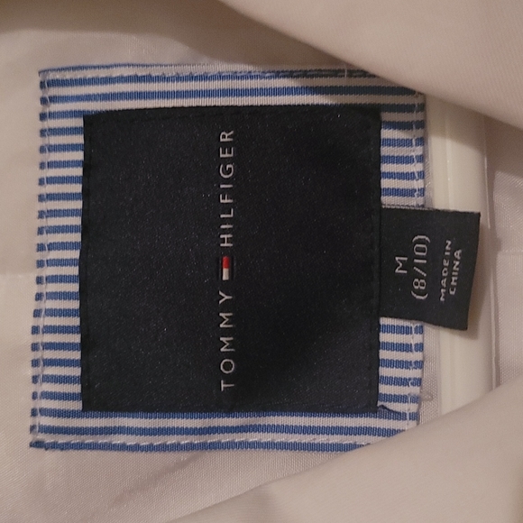 Tommy Hilfiger rain coat size M 8/10 for a child, white with navy blue details - Picture 3 of 4